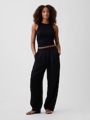Gap Black Mid Rise Pull On Barrel Gauze Trousers - Image 2 of 6