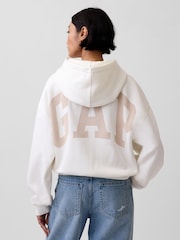 Gap White VintageSoft Oversized Crop Logo Hoodie - Image 2 of 5