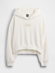Gap White VintageSoft Oversized Crop Logo Hoodie - Image 5 of 5