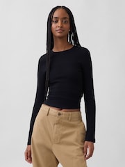 Gap Black Modern Rib Long Sleeve T-Shirt - Image 1 of 3
