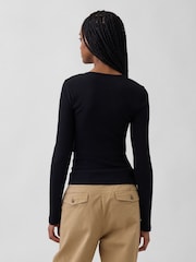 Gap Black Modern Rib Long Sleeve T-Shirt - Image 2 of 3