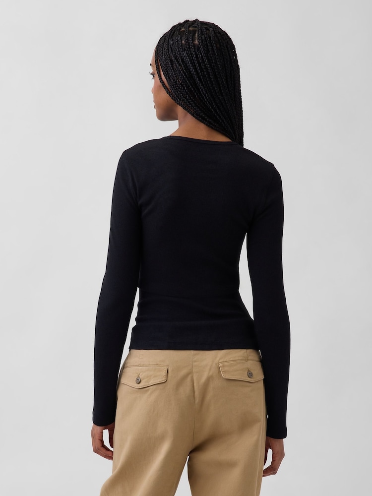 Gap Black Modern Rib Long Sleeve T-Shirt - Image 2 of 3