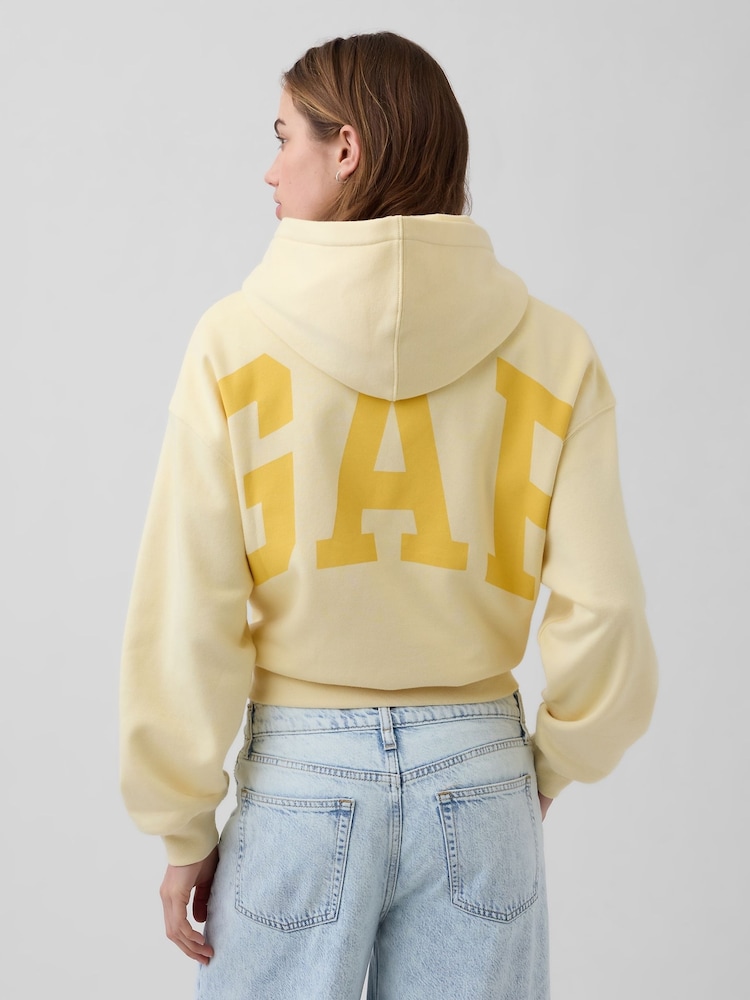 Gap Yellow VintageSoft Oversized Crop Logo Hoodie - Image 2 of 5