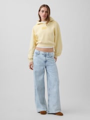 Gap Yellow VintageSoft Oversized Crop Logo Hoodie - Image 3 of 5