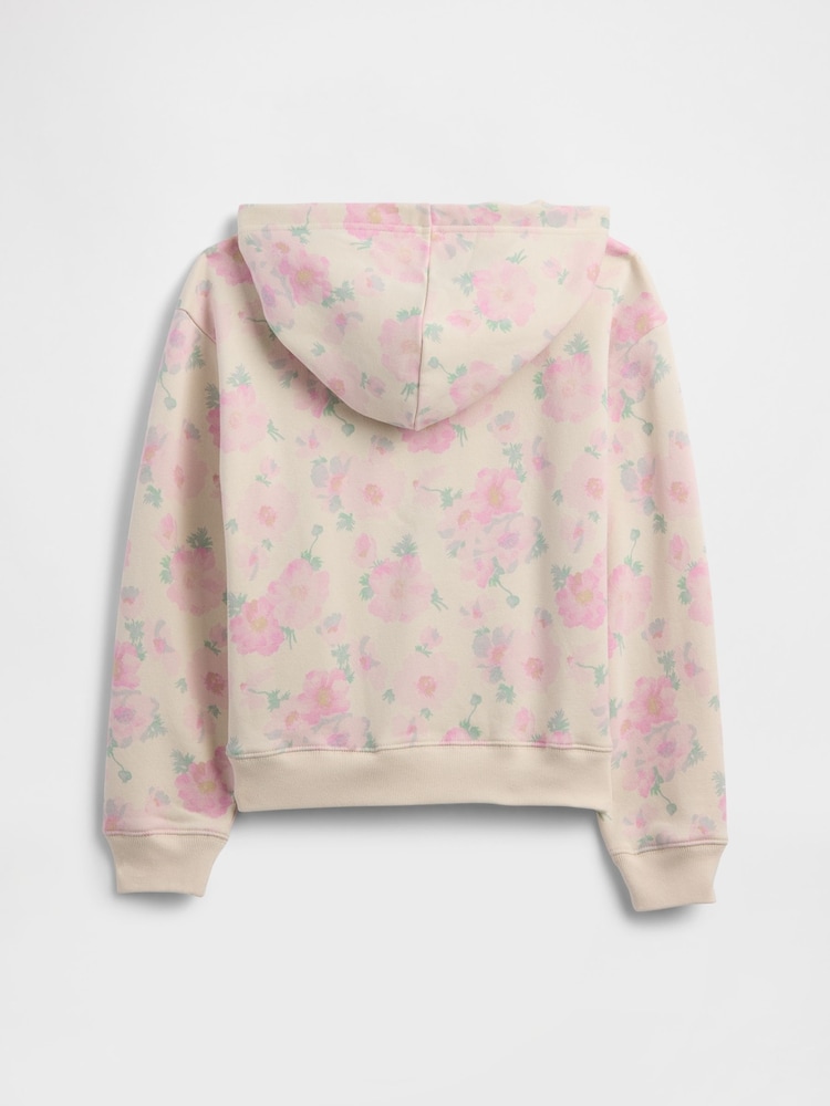 Gap Pink Floral Relaxed Logo Zip Hoodie (4-13yrs) - Image 2 of 3