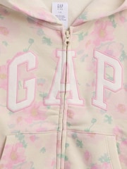 Gap Pink Floral Relaxed Logo Zip Hoodie (4-13yrs) - Image 3 of 3