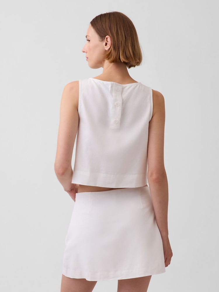 Weiß - Gap Trägertop aus Leinenmischung mit Cropped-Schnitt - Bild 2 von 3