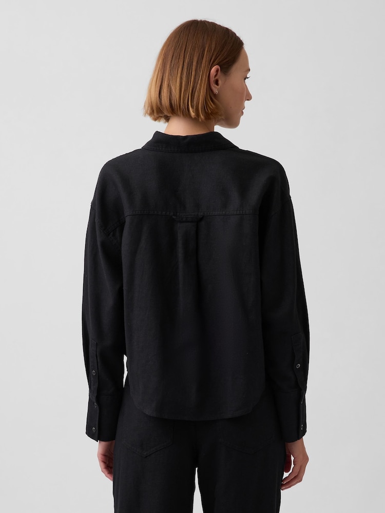 Gap Black Linen Oversized Shirt - Image 2 of 4