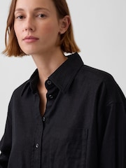 Gap Black Linen Oversized Shirt - Image 3 of 4