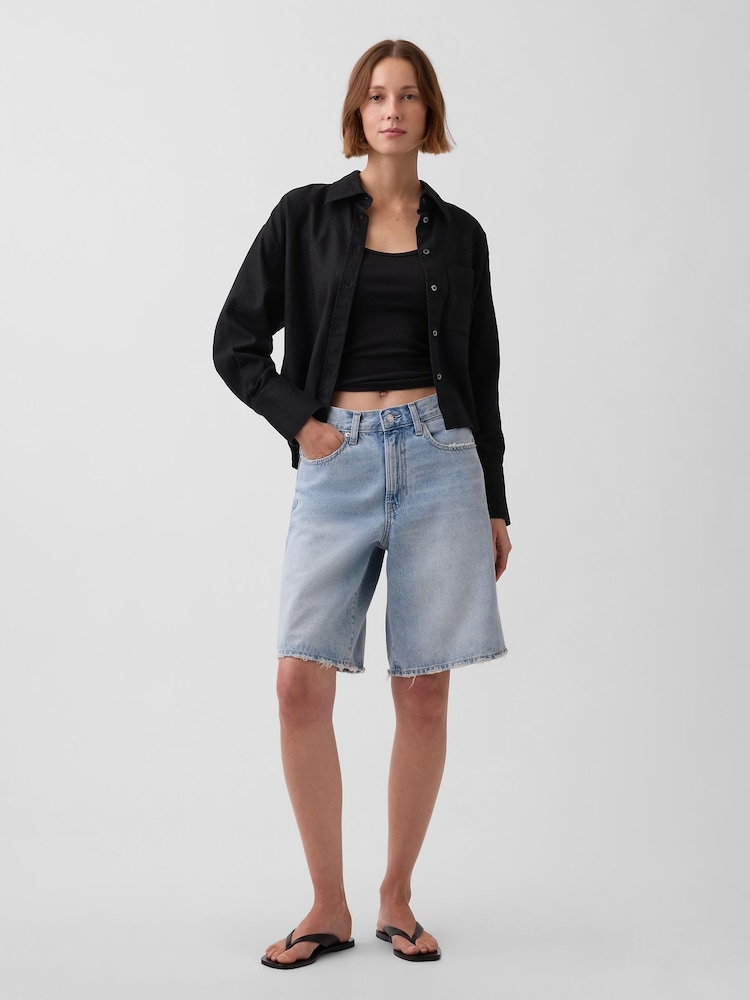 Gap Black Linen Oversized Shirt - Image 4 of 4