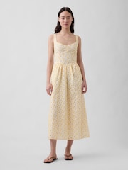 Gap Yellow Eyelet Seamed Drop-Waist Maxi Dress - Image 1 of 4