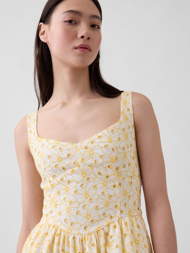Gap Yellow Eyelet Seamed Drop-Waist Maxi Dress - Image 4 of 4