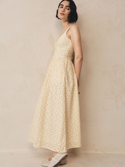 Gap Yellow Floral Eyelet Seamed Drop-Waist Maxi Dress - Image 5 of 6
