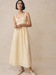 Gap Yellow Floral Eyelet Seamed Drop-Waist Maxi Dress - Image 6 of 6
