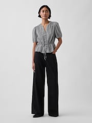 Gap Black Gingham Elasticated Waist Top - Image 3 of 4
