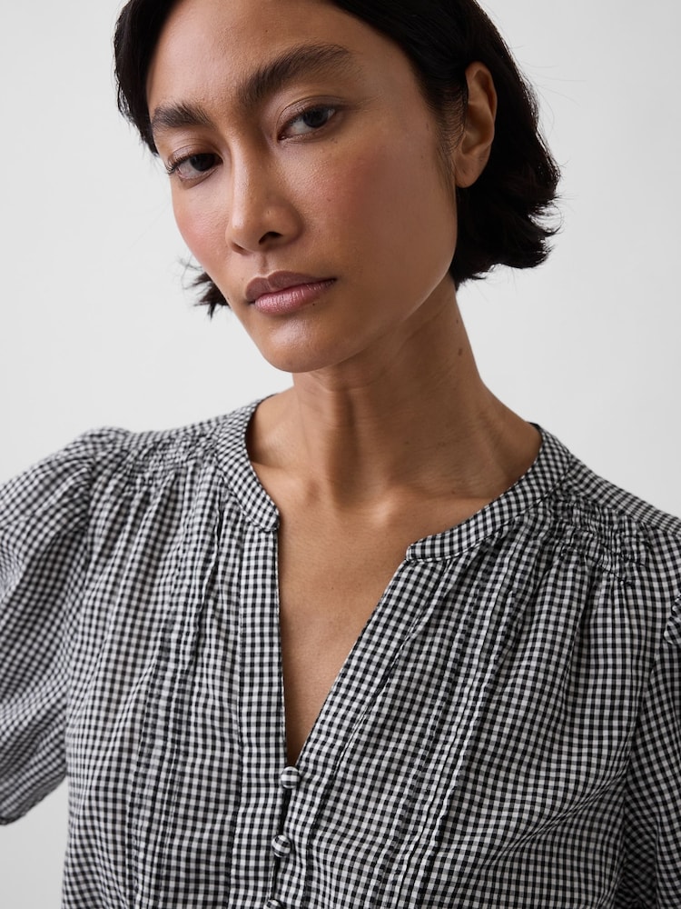 Gap Black Gingham Elasticated Waist Top - Image 4 of 4