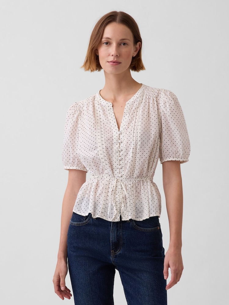 Gap White Spotted Elasticated Waist Top - Image 1 of 4