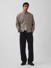 Gap Brown Check Relaxed Straight-Hem Oxford Shirt - Image 3 of 4