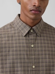 Gap Brown Check Relaxed Straight-Hem Oxford Shirt - Image 4 of 4