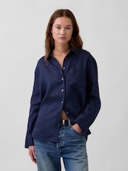 Gap Navy Linen Oversized Shirt - Image 1 of 4