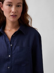 Gap Navy Linen Oversized Shirt - Image 3 of 4