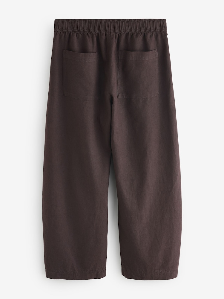 Gap Brown Mid Rise Linen-Blend Easy Barrel Trousers - Image 2 of 5