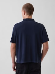 Gap Navy Relaxed Pique Polo Shirt - Image 2 of 4