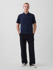 Gap Navy Relaxed Pique Polo Shirt - Image 3 of 4