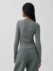 Gap Green Modern Rib Long Sleeve T-Shirt - Image 2 of 4