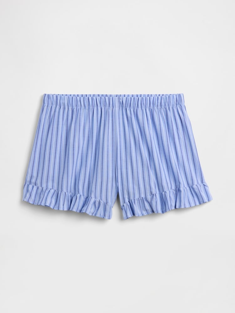 Gap Blue Stripe Ruffle Poplin Pyjama Shorts - Image 5 of 5