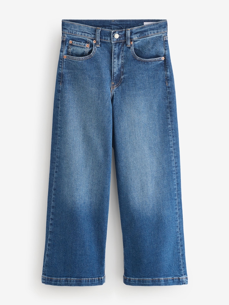 Gap Blue High Waisted Stride Wide-Leg Ankle Jeans - Image 1 of 5