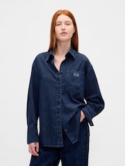 Gap Dark Wash UltraSoft Denim Big Shirt - Image 1 of 4