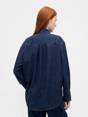Gap Dark Wash UltraSoft Denim Big Shirt - Image 2 of 4