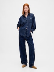 Gap Dark Wash UltraSoft Denim Big Shirt - Image 3 of 4