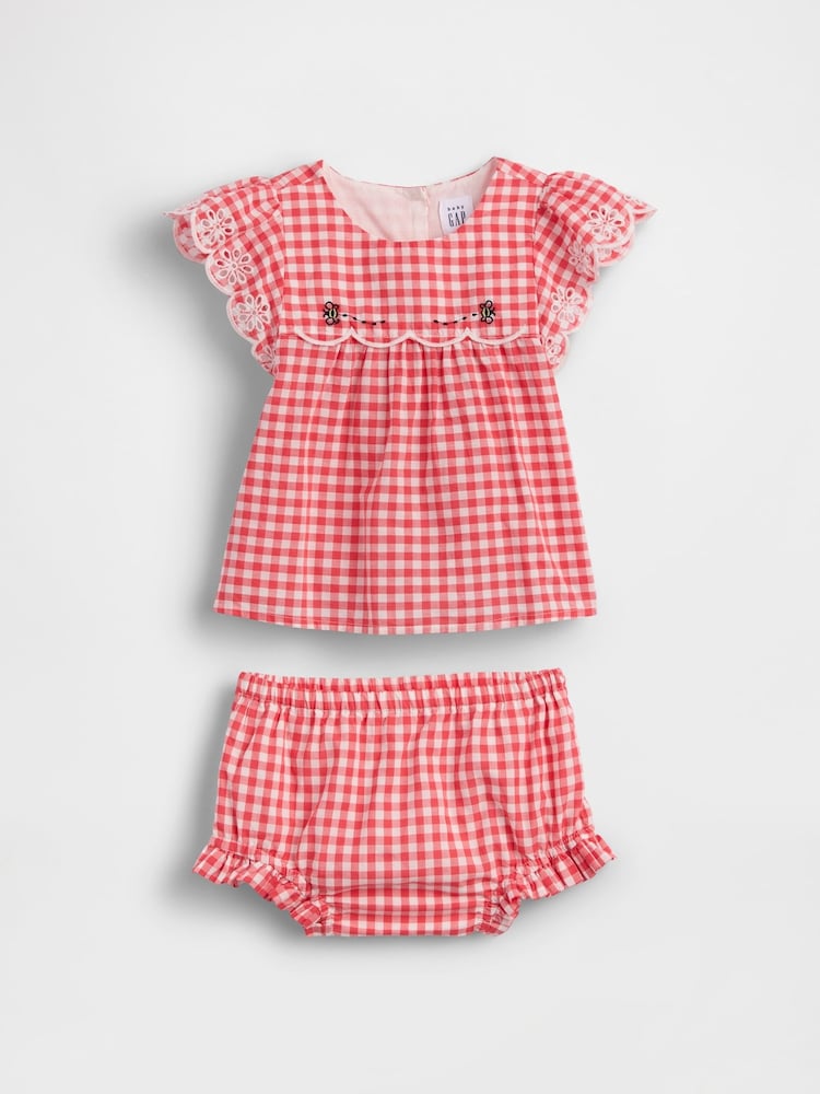 Gap Red Eyelet Gingham Outfit Set (0-24mths) - Image 1 of 3