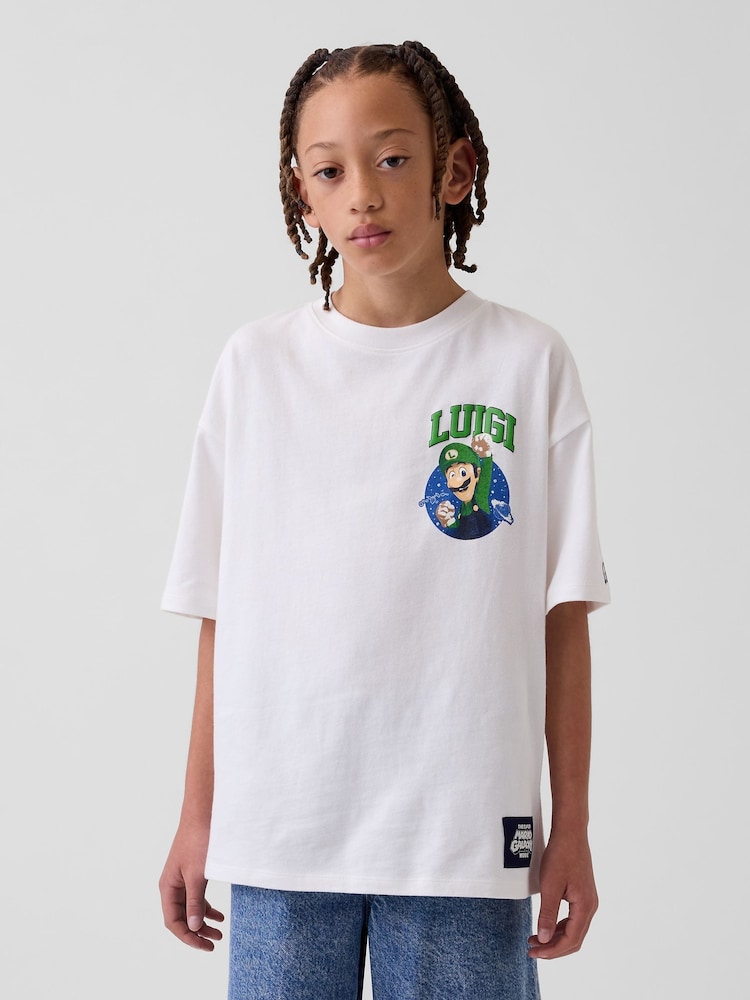 Gap White Luigi Super Mario Relaxed Graphic T-Shirt (4-13yrs) - Image 1 of 4