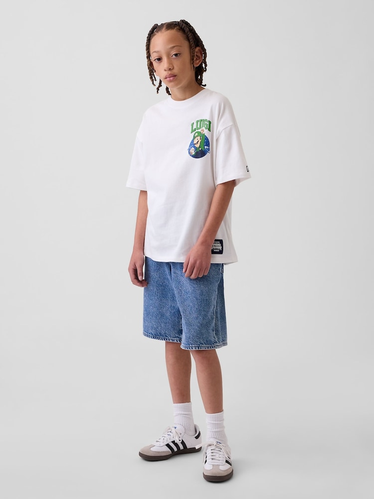 Gap White Luigi Super Mario Relaxed Graphic T-Shirt (4-13yrs) - Image 2 of 4