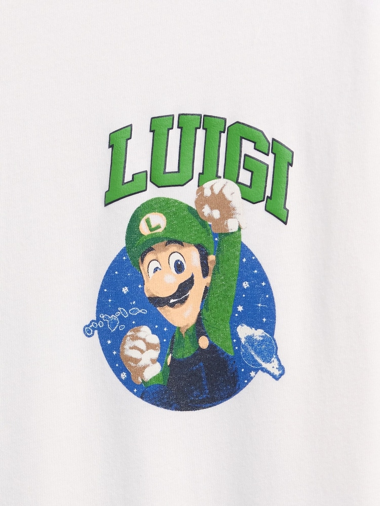 Gap White Luigi Super Mario Relaxed Graphic T-Shirt (4-13yrs) - Image 4 of 4