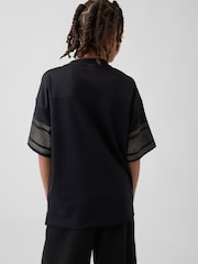 Negru - Gap Mesh Oversized Graphic Jersey T-Shirt (4-13yrs) - Imaginea 2 din 5