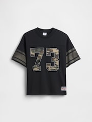 Negru - Gap Mesh Oversized Graphic Jersey T-Shirt (4-13yrs) - Imaginea 4 din 5