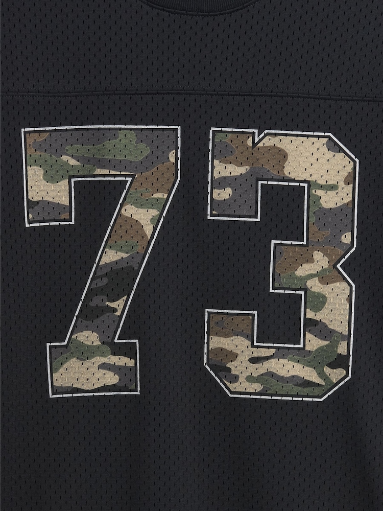 Negru - Gap Mesh Oversized Graphic Jersey T-Shirt (4-13yrs) - Imaginea 5 din 5