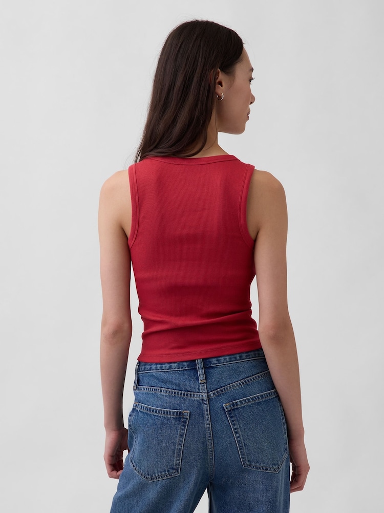 Gap Red Rib Scoop Vest - Image 2 of 3 Gap Red Rib Scoop Vest - Image 2 of 3