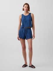 Gap Blue Cotton Gauze Denim Easy Shorts - Image 3 of 4