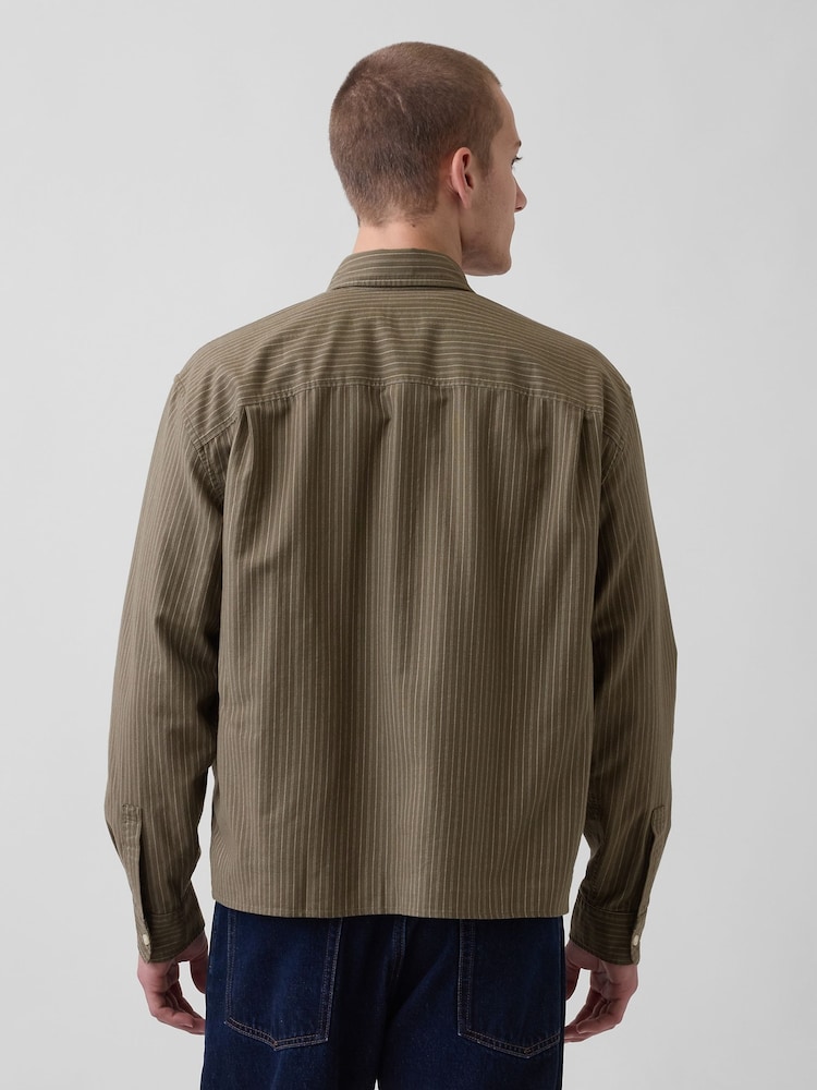 Gap Green stripe Relaxed Straight-Hem Oxford Shirt - Image 2 of 4 Gap Green stripe Relaxed Straight-Hem Oxford Shirt - Image 2 of 4