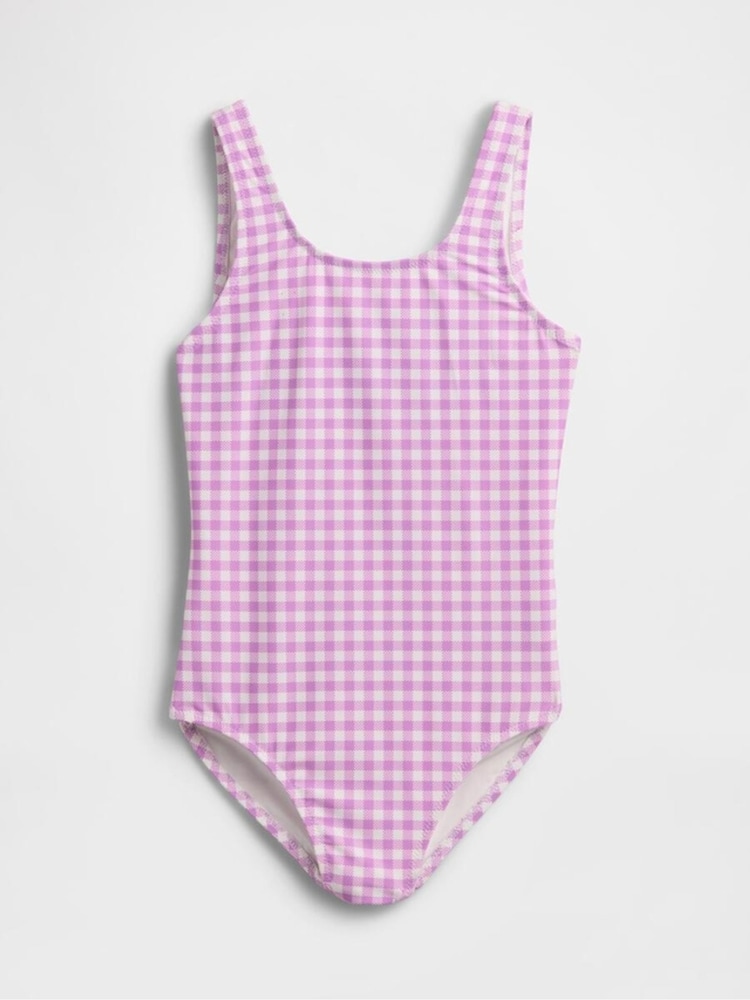 Gap Pink Gingham Cross-Back One-Piece Swimsuit (4-13yrs) - Image 1 of 3