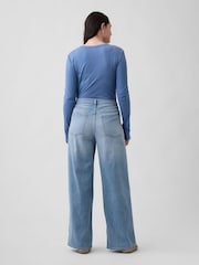 Gap Light Wash Mid Rise Wide-Leg Jeans - Image 6 of 6