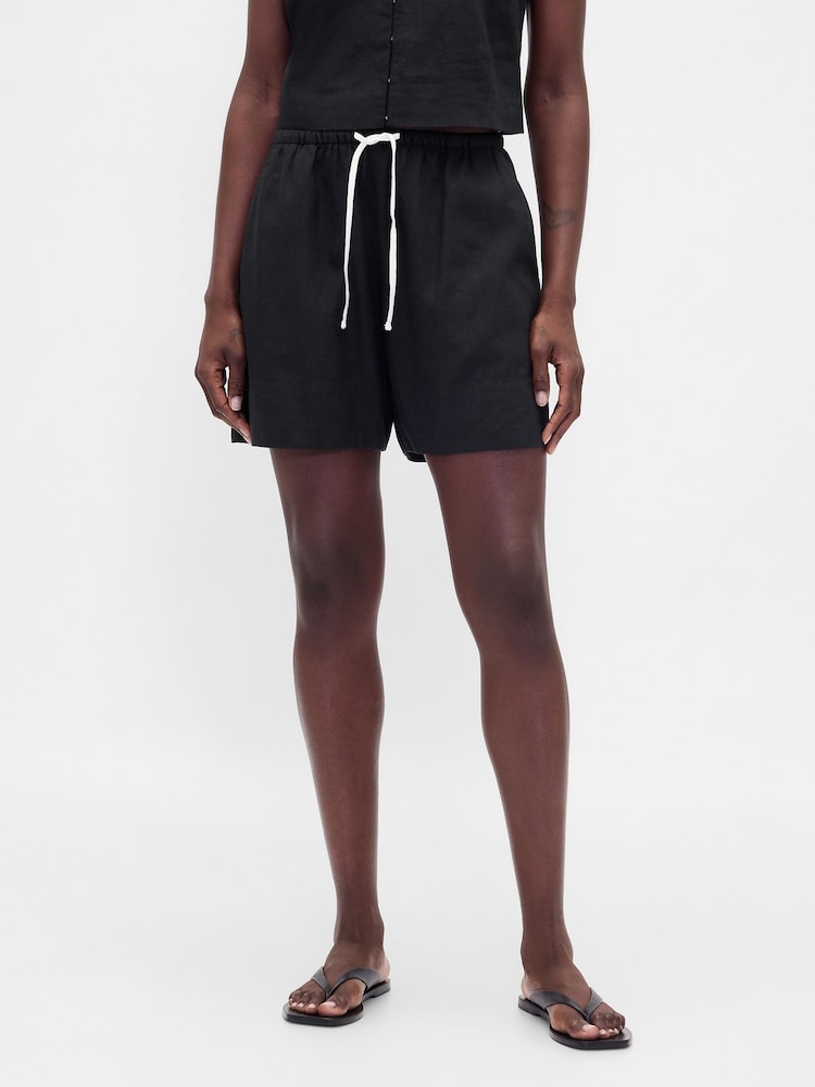 Gap Black Linen-Blend Easy Shorts - Image 1 of 5