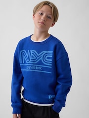 Bleu - Gap Relaxed Graphic Sweatshirt (4-13yrs) - Image 1 de 5