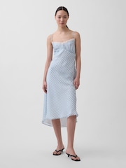 Gap Blue Gingham Midi Slip Dress - Image 1 of 4