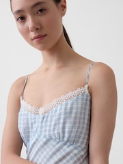 Gap Blue Gingham Midi Slip Dress - Image 4 of 4
